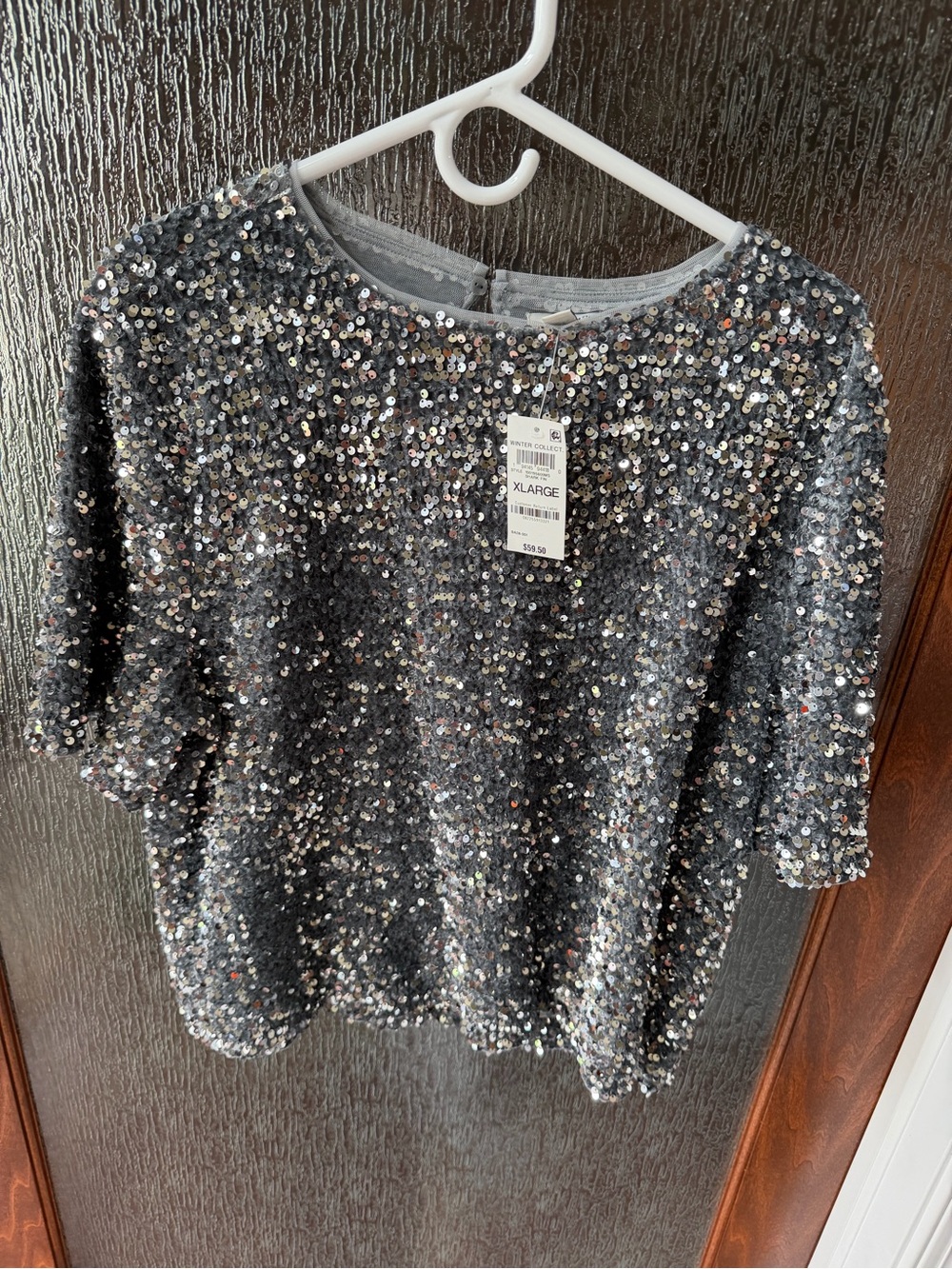 ✨ 34th Brand Sequin Party Top – Silver/Black – XL – NWT ✨